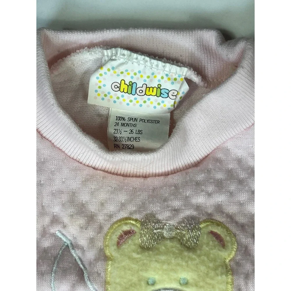 Vintage Childwise Pink Quilted Teddy Bear‎ Sweatshirt and Pants Set 24 Months